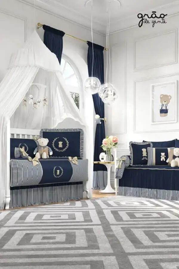 quarto bebê para gêmeos azul marinho — foto 3