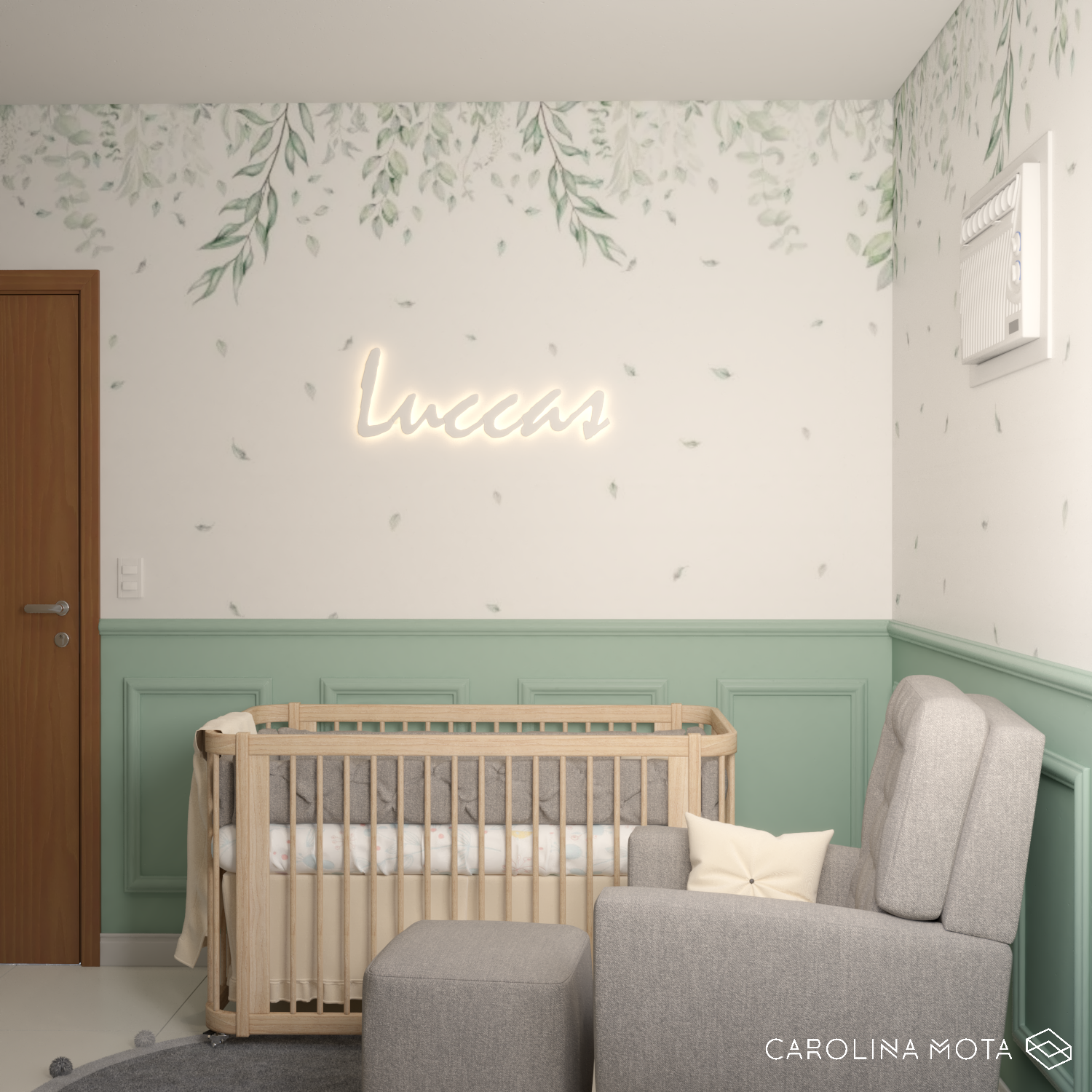 quarto bebê para gêmeos verde